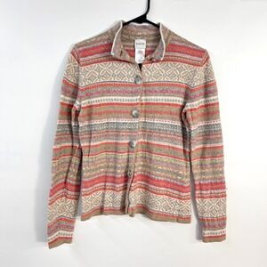 Fair Isle Cashmere Blend Wool Cardigan 6/8‎ S Nordic Cottagecore Heritage Knit